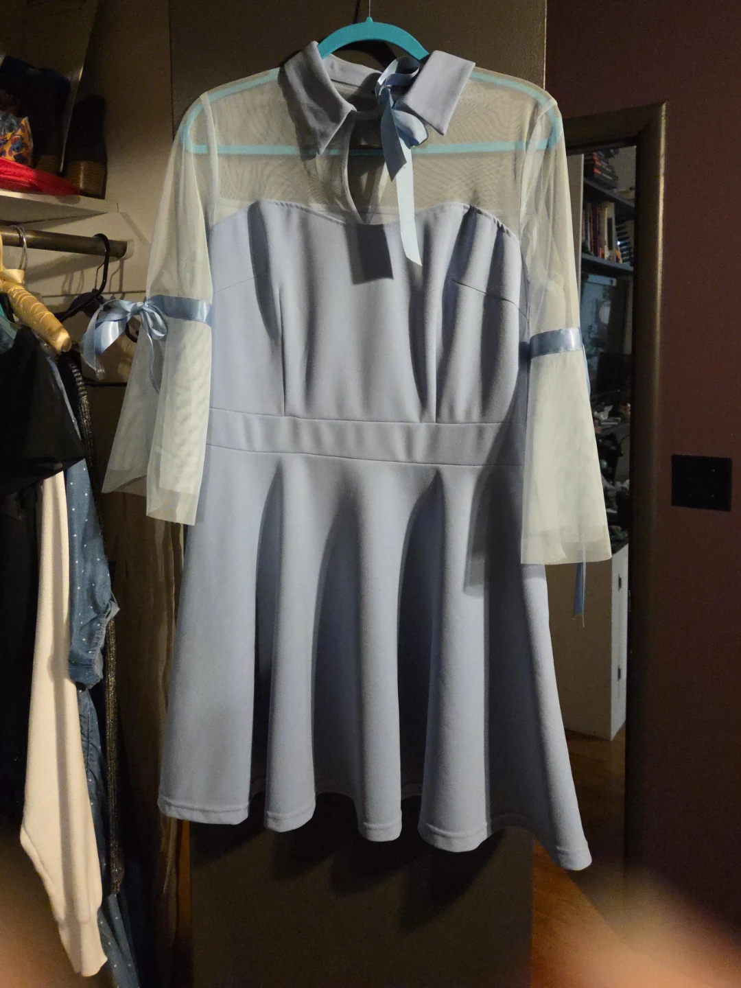 XXL Light Blue Mesh Sleeve Dress