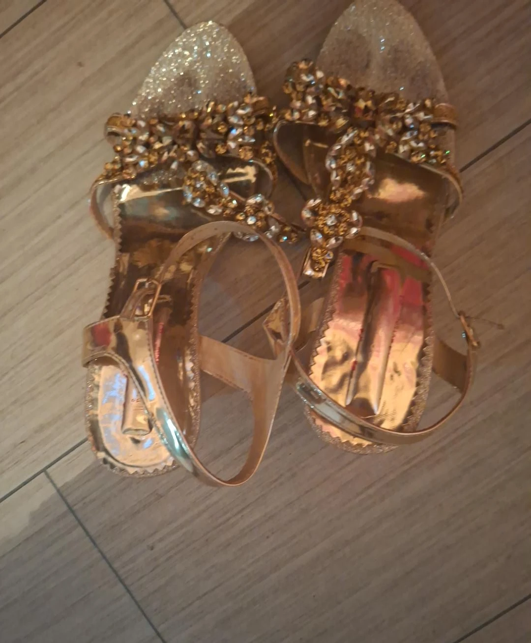 Gold Embellished Flat Sandals