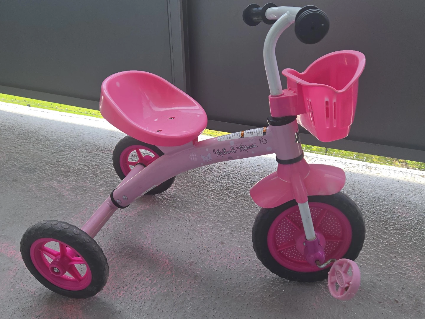 Pink Minnie Mouse Tricycle with Basket