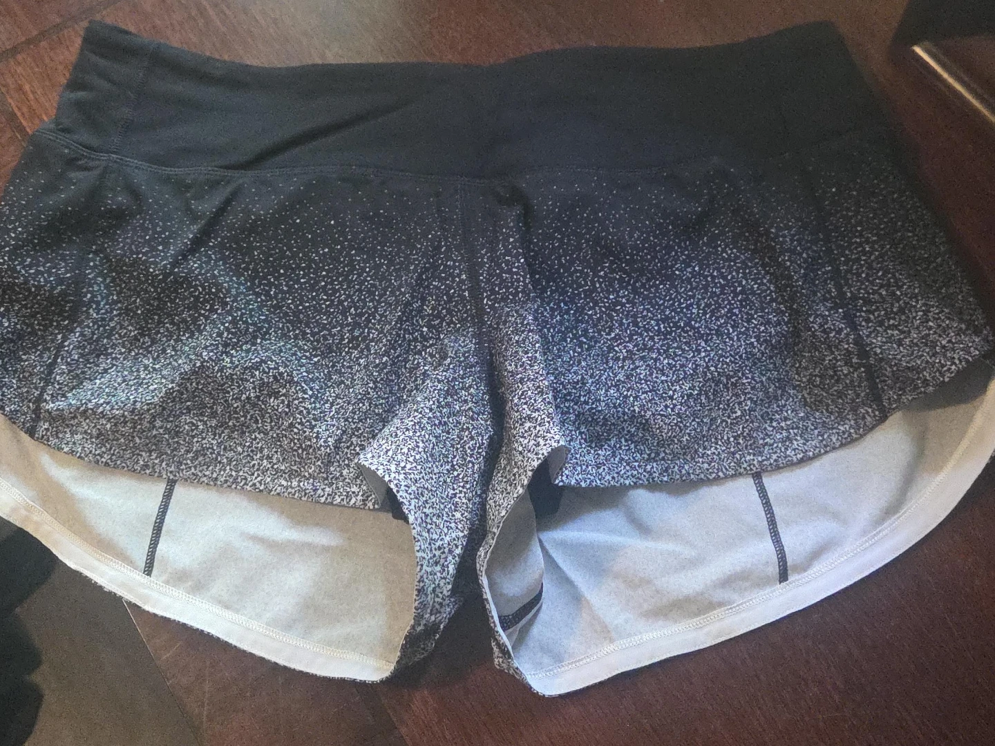 Lululemon Black & White Speckled Running Shorts