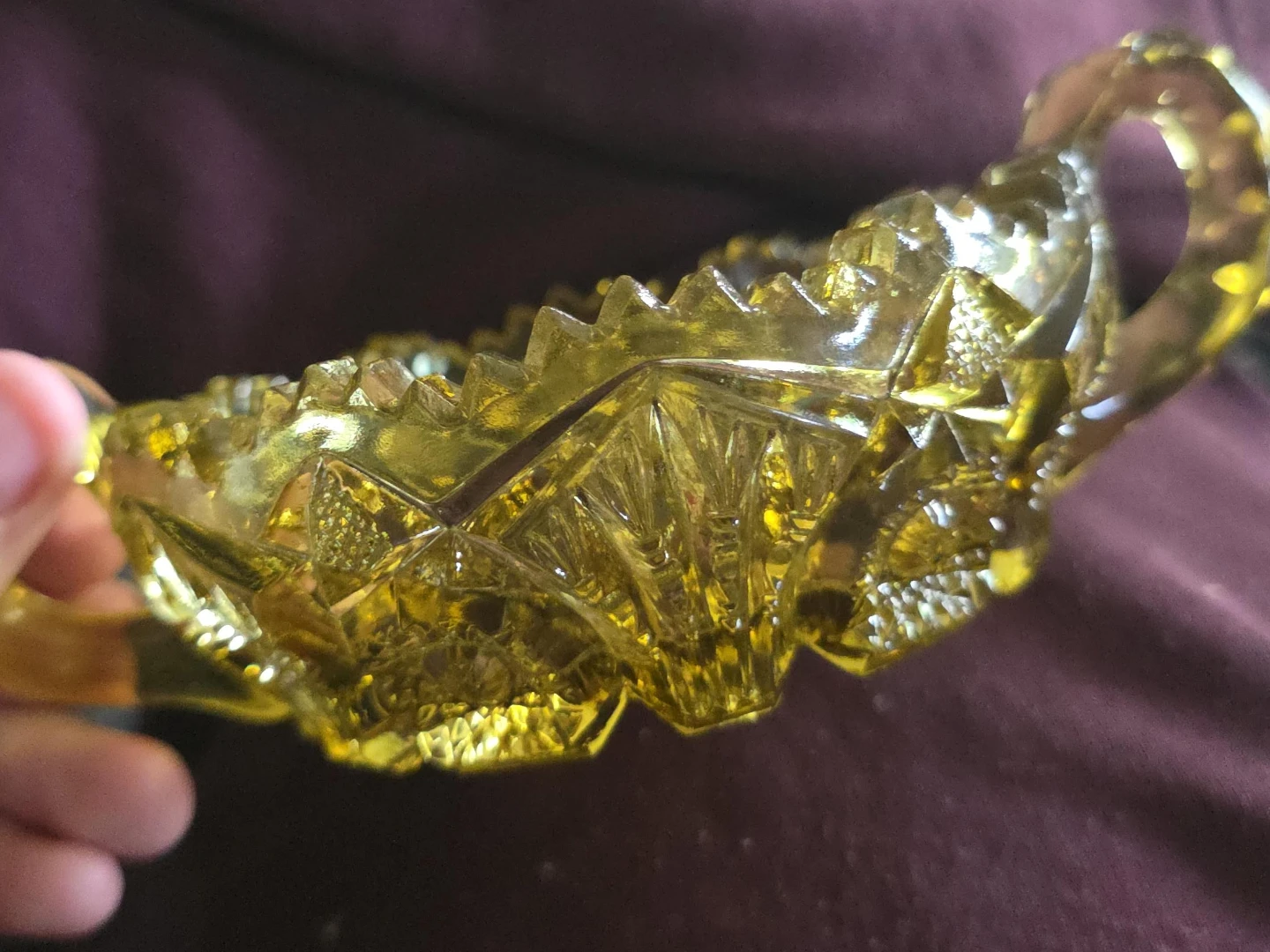 Antique Amber Glass Candy Dish