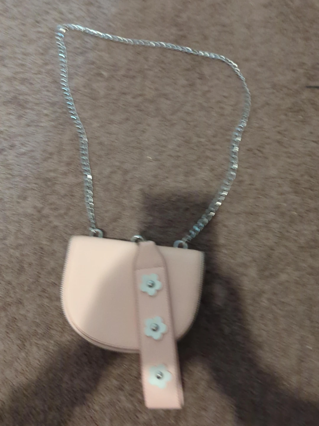 Pale Pink Shoulder Bag with Flower Detail