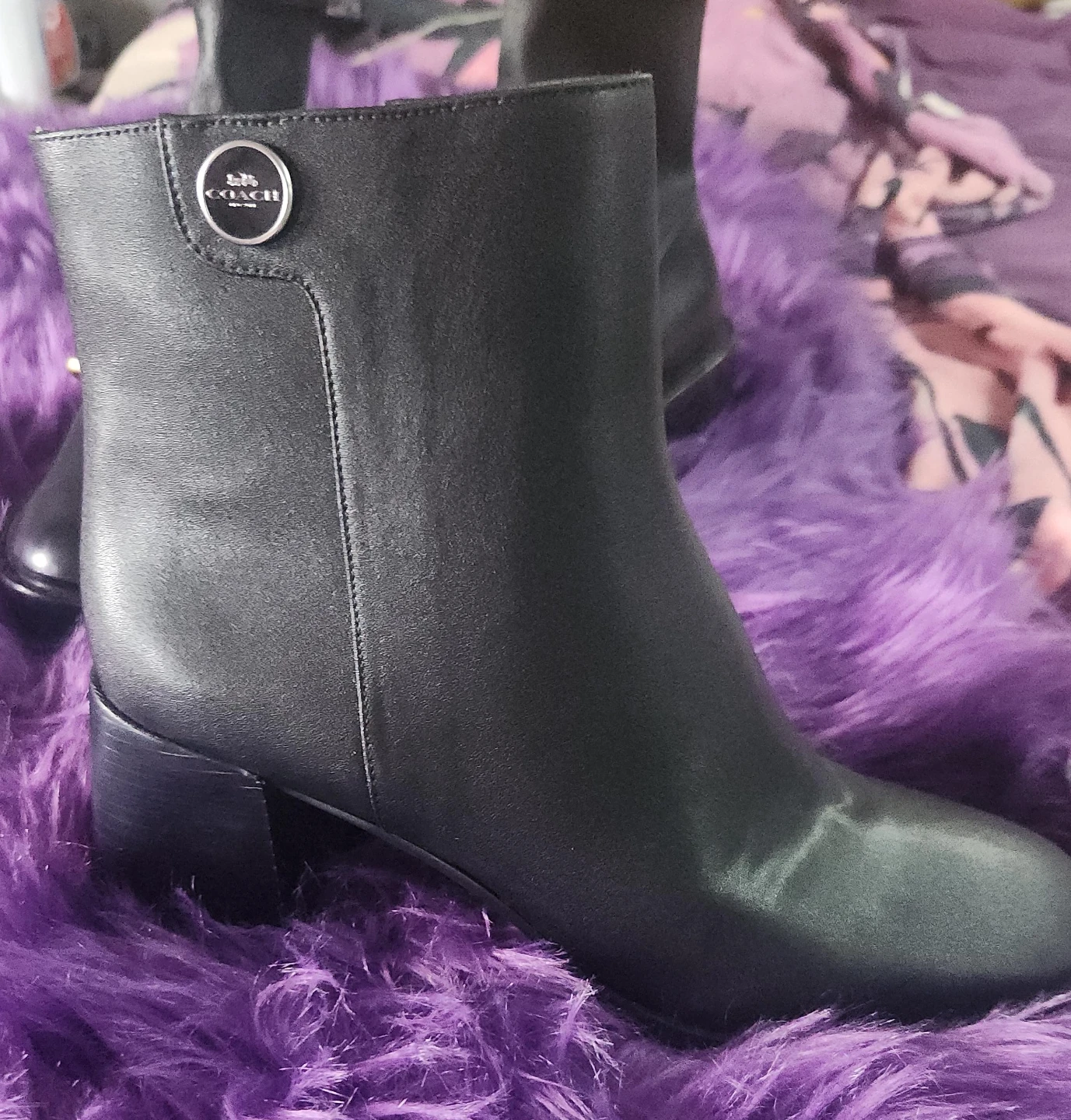 Coach Shana Black Leather Ankle Boots Size 10B