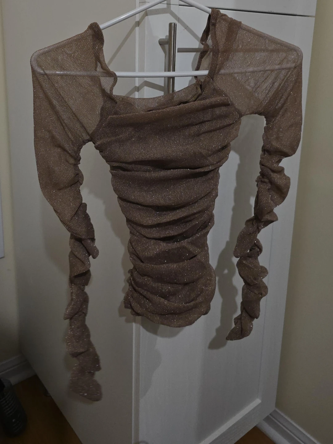 Sparkly Ruched Mesh Top