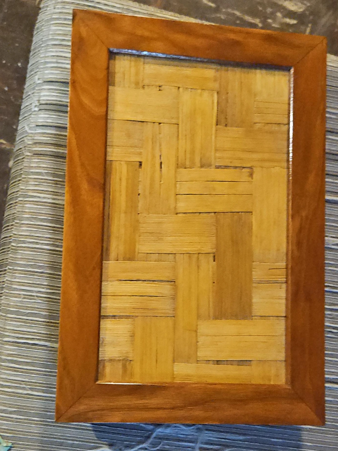 Wooden Framed Bamboo Tray