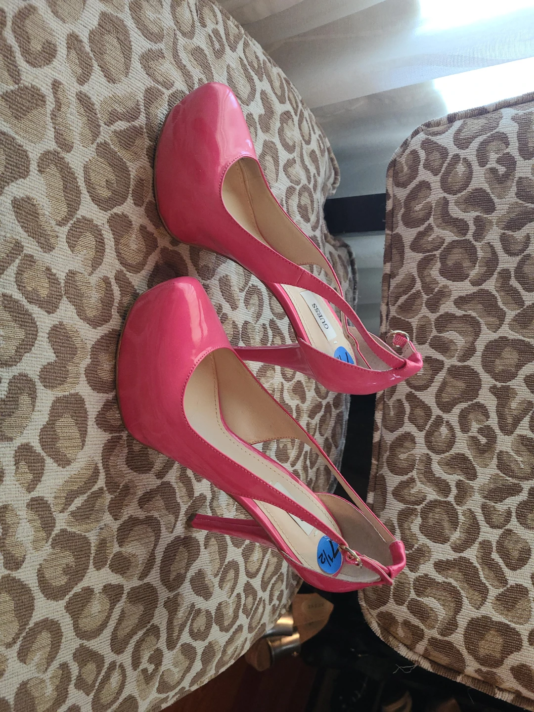Guess Pink Patent Slingback Heels