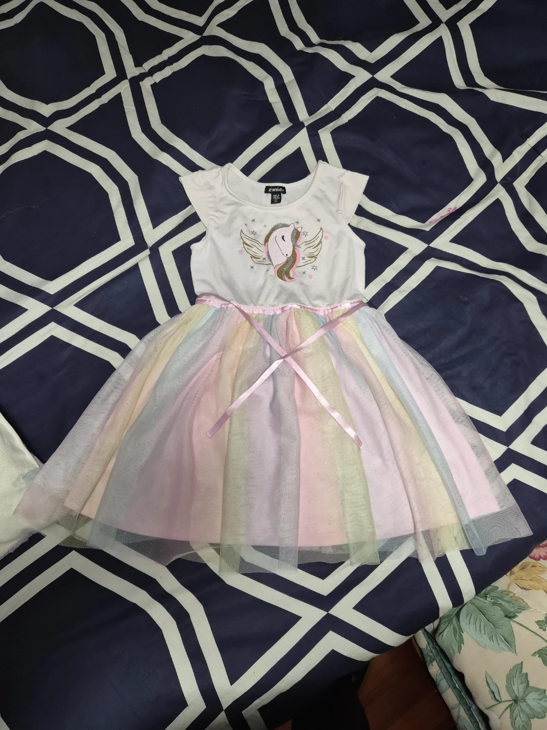 Zunie Kids Unicorn Rainbow Tulle Dress
