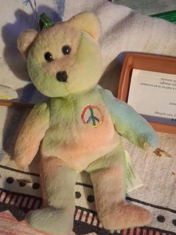 Ty Beanie Baby Peace Bear Plush Toy