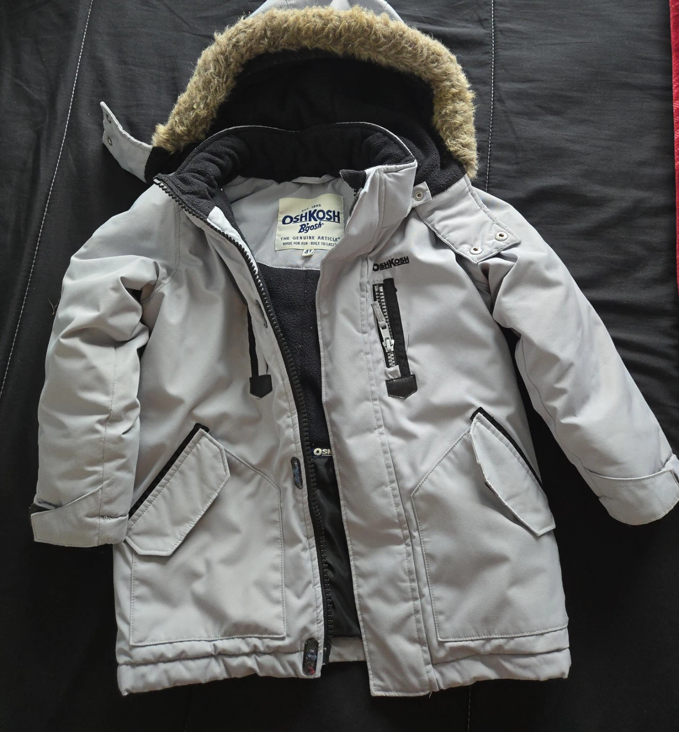 OshKosh B'gosh Grey Winter Jacket with Fur Hood