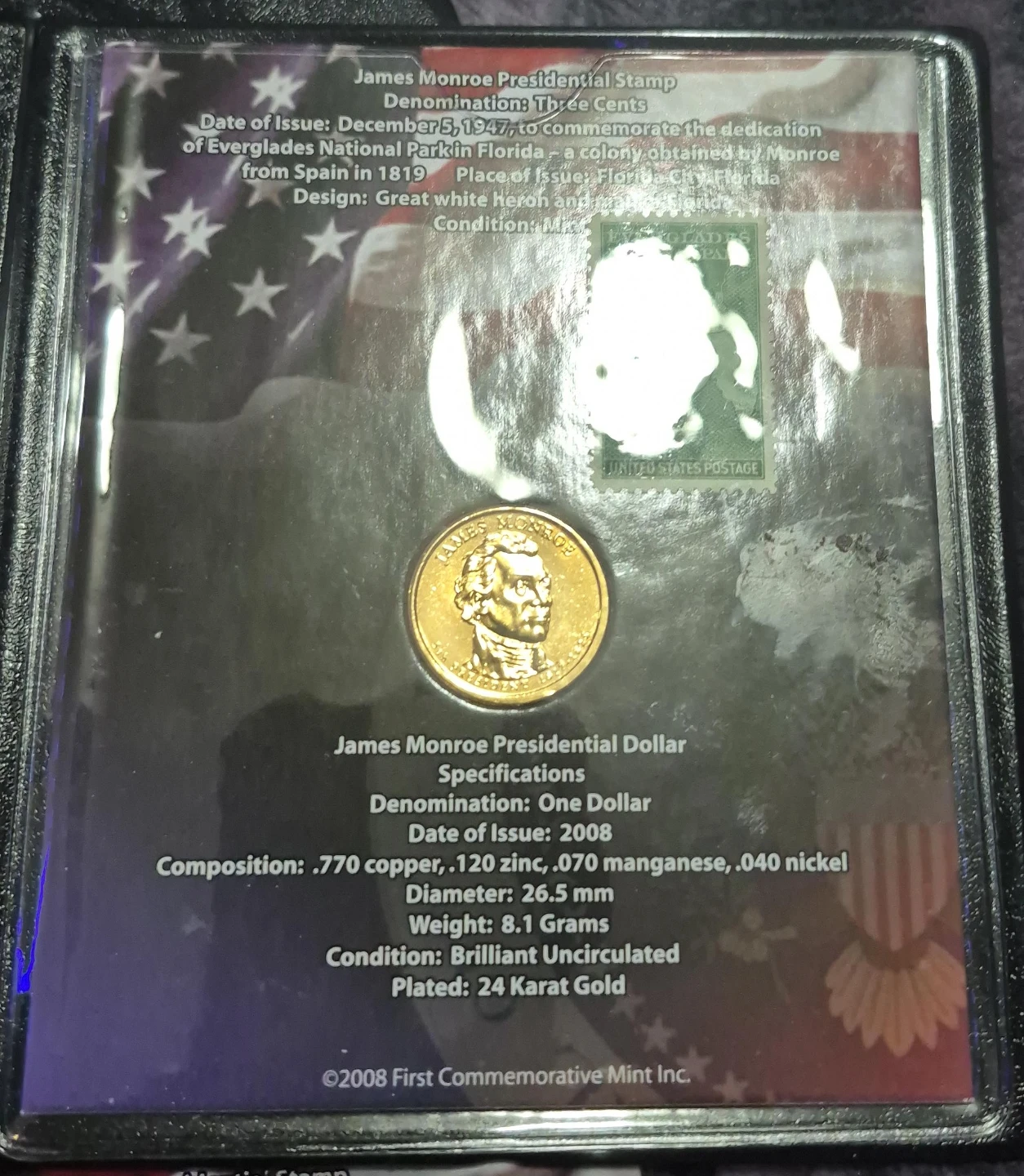 James Monroe Presidential Dollar and Stamp Set