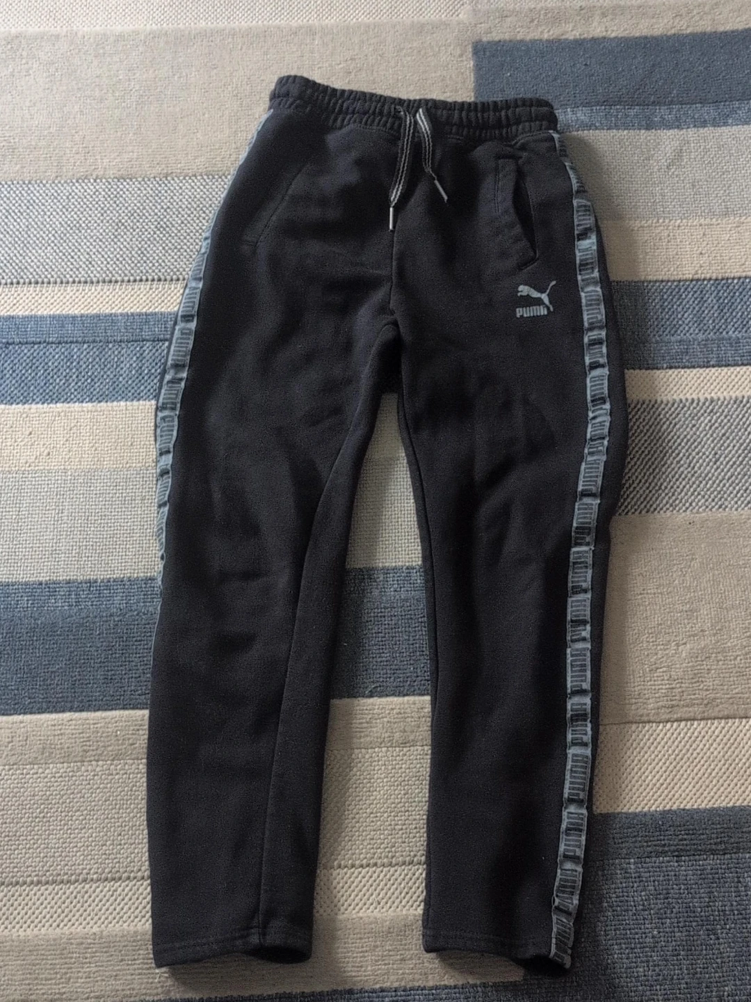 Puma Black Joggers with Logo Tape