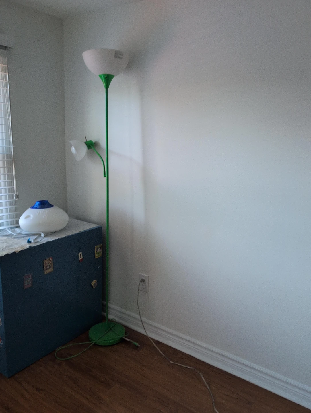 Green and White Floor Lamp with Two Lights