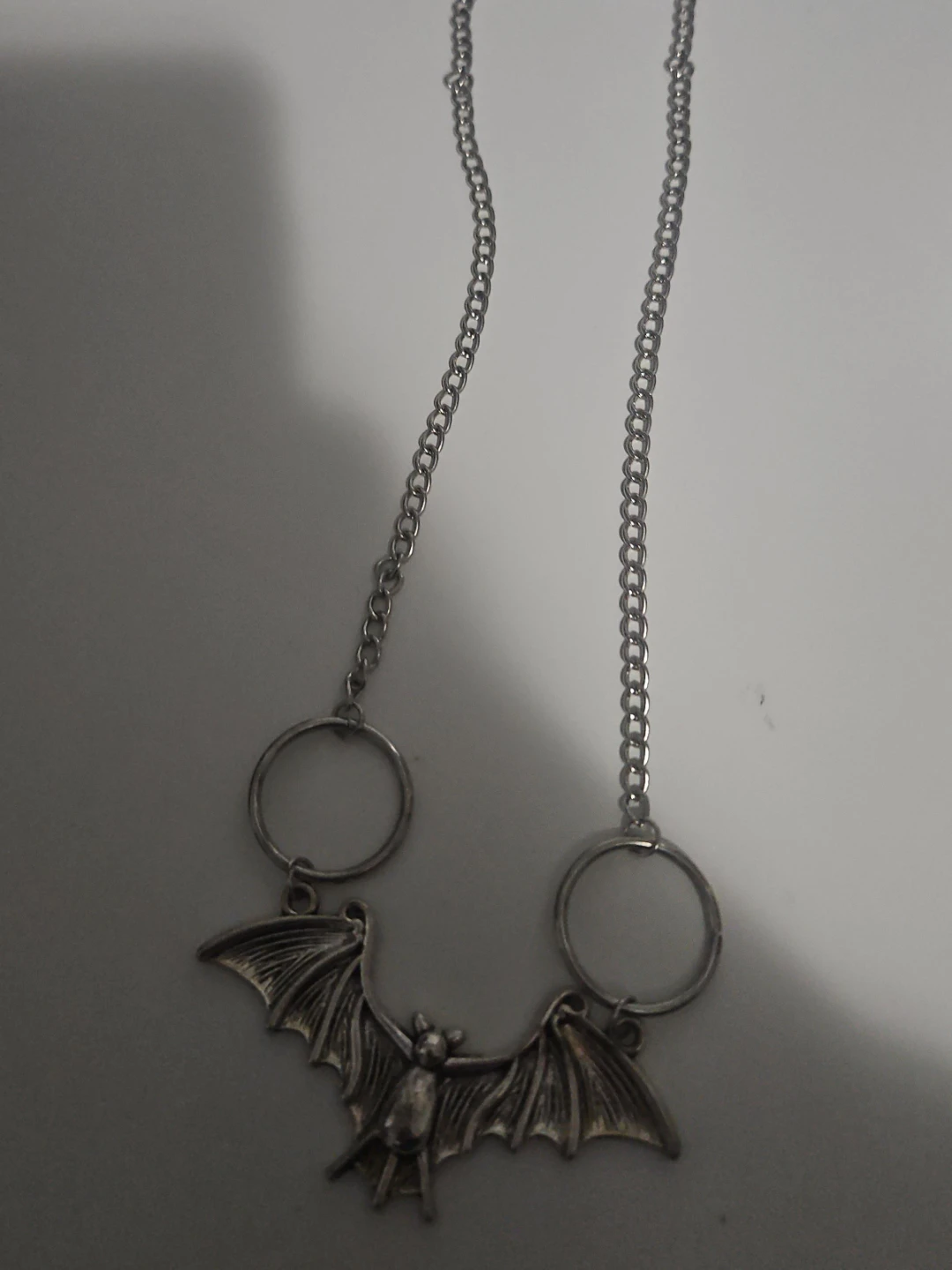 Silver-tone Bat Pendant Necklace