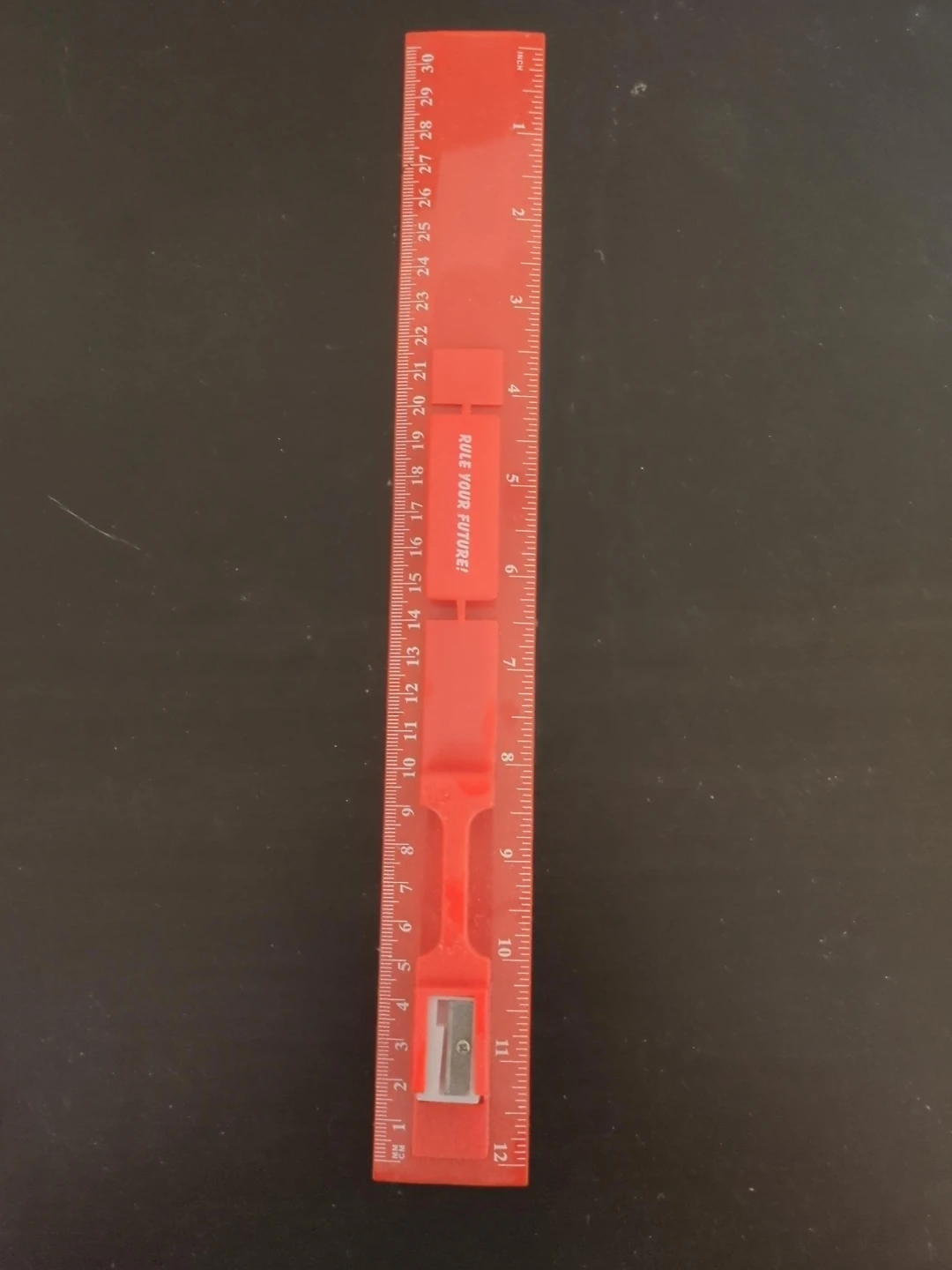 Red Ruler with Built-in Sharpener