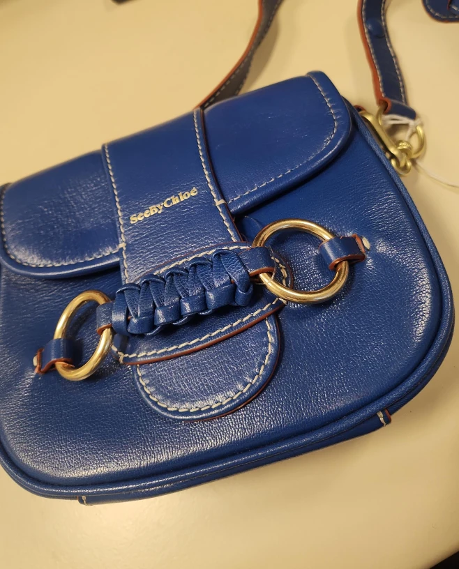 See by Chloé blue leather crossbody bag