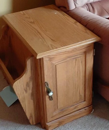 Wooden End Table with Cabinet and Magazine Rack
