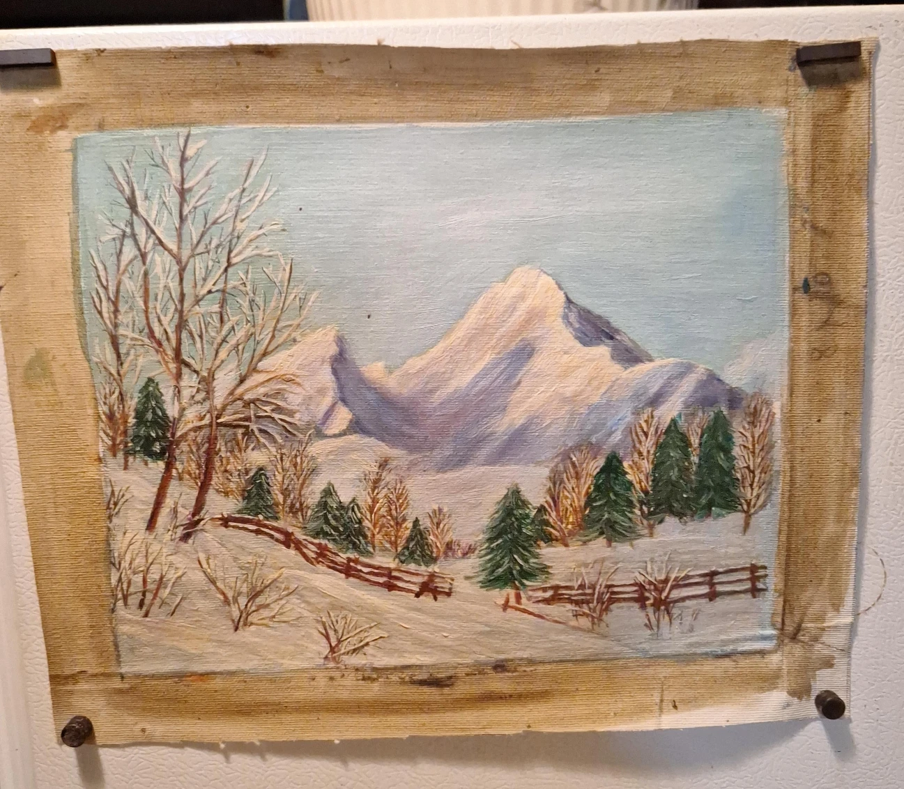 Original Winter Mountain Landscape Oil Painting