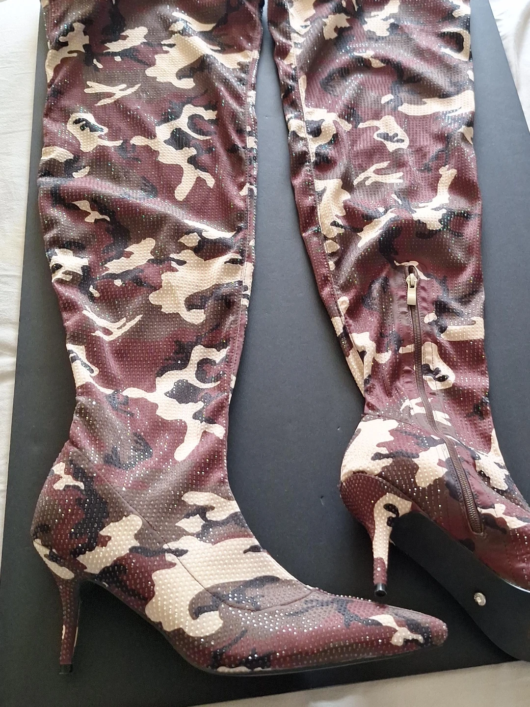 Women's Camo Rhinestone Thigh-High Boots