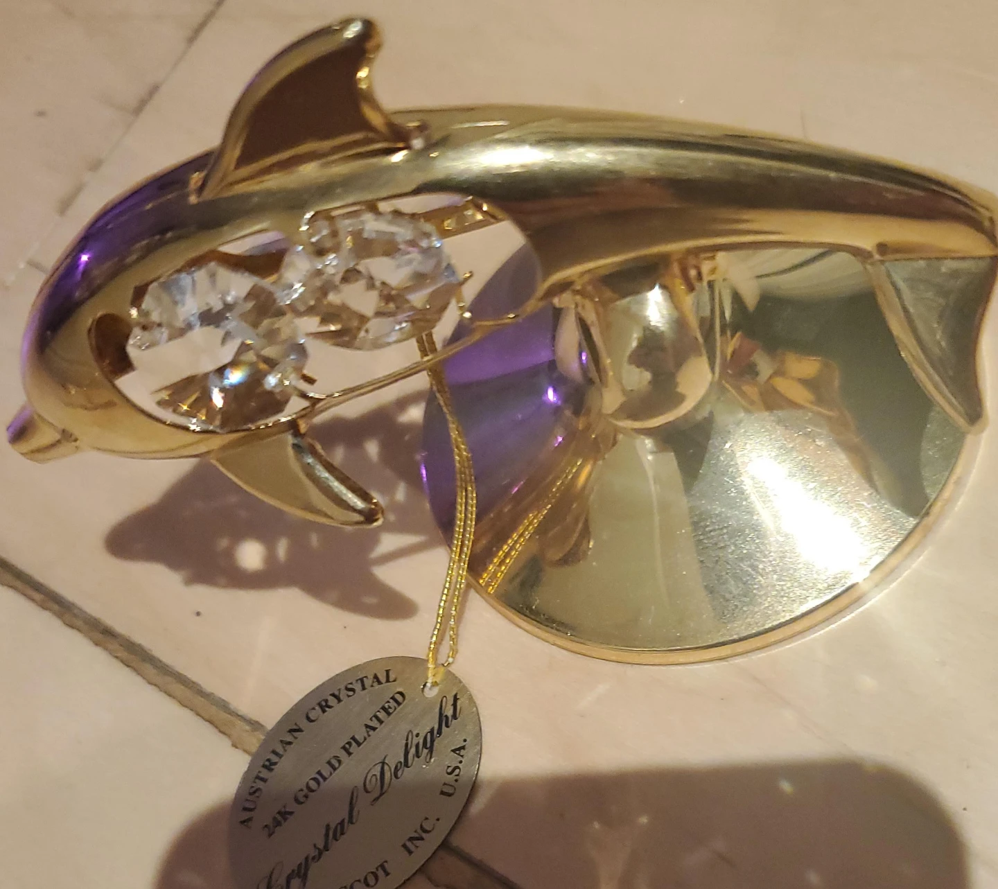 Crystal Delight Gold Plated Dolphin Figurine - photo 3