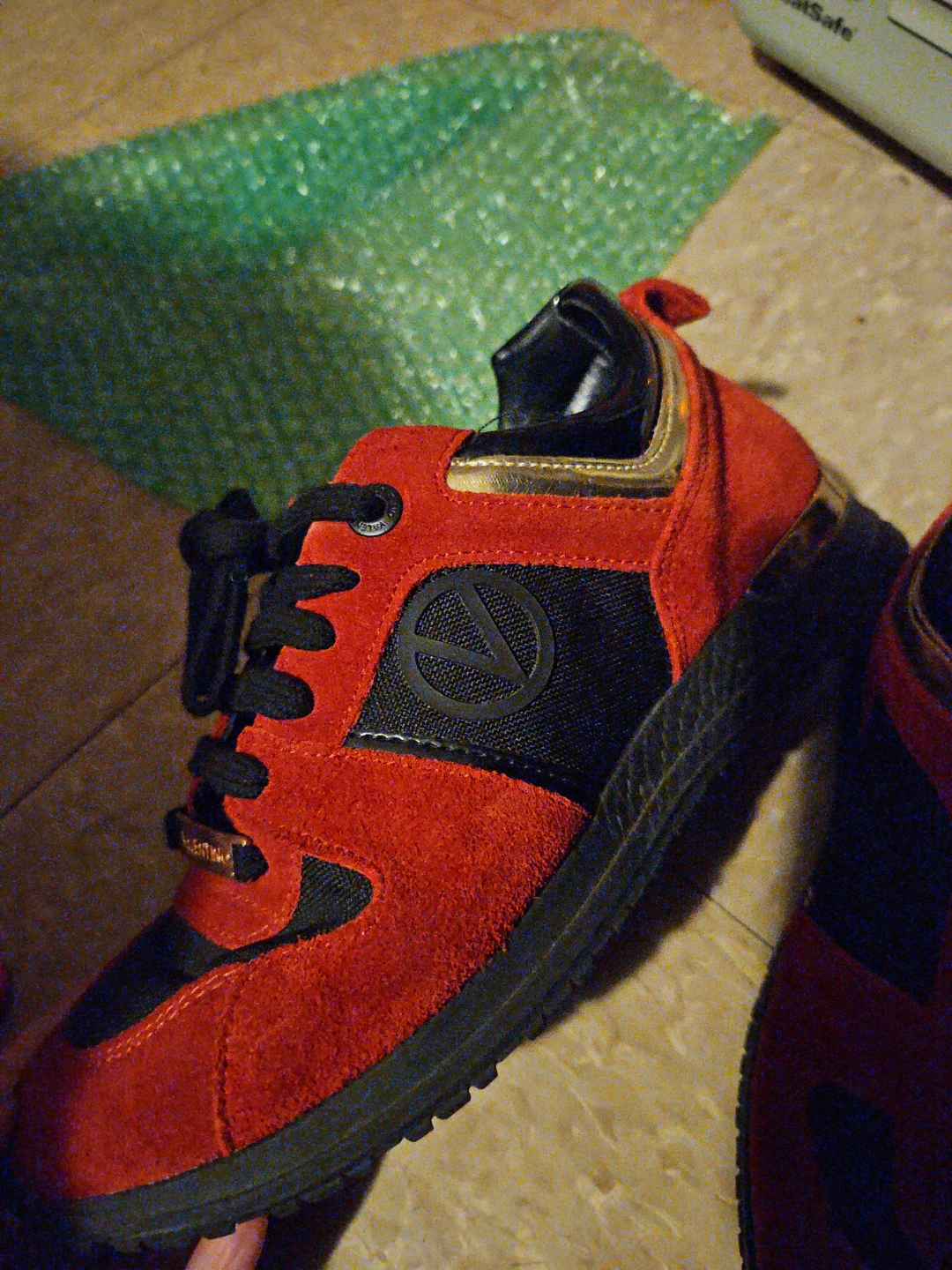 Valentino Red & Black Suede Sneakers  6.5 - photo 3