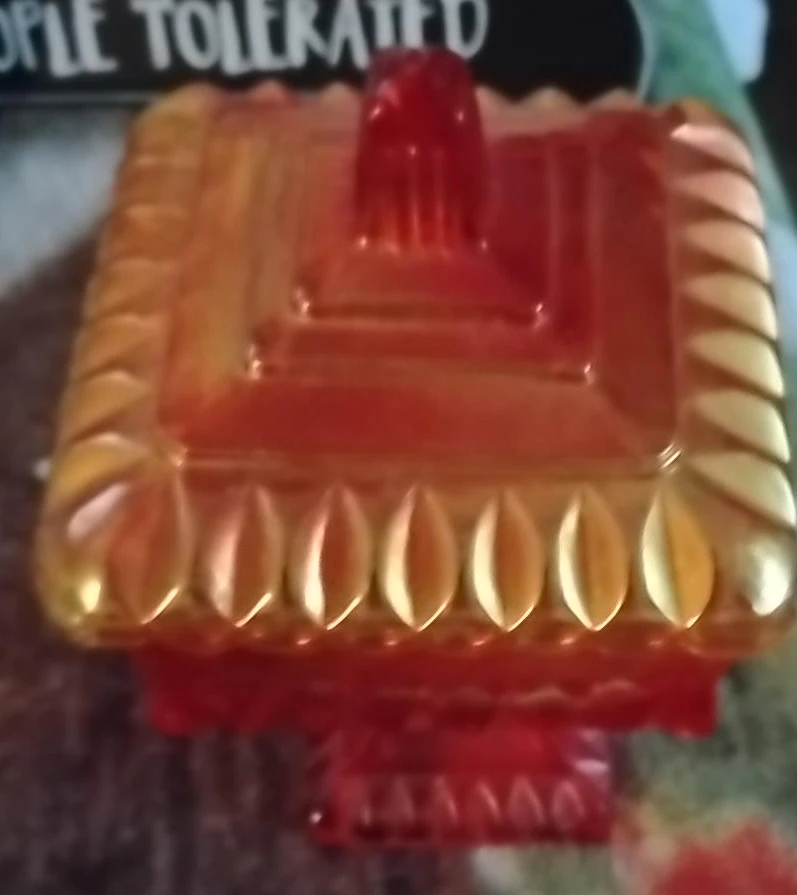 Red and Gold Glass Candy Dish