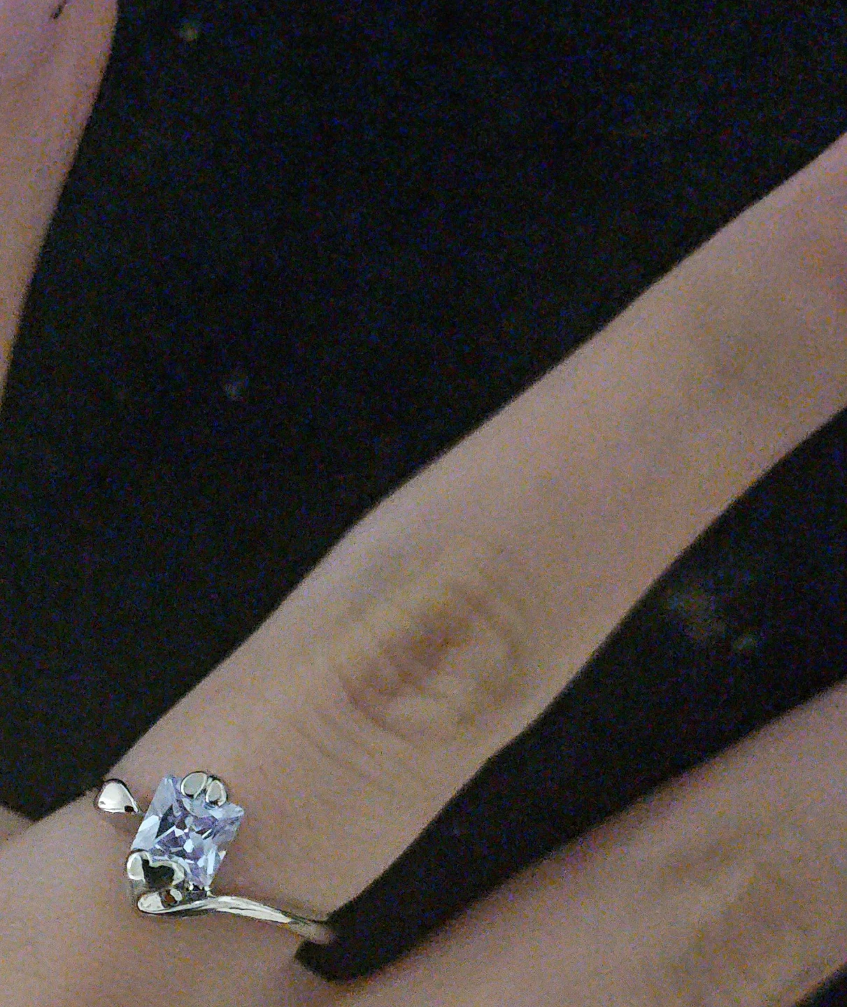 Silver-tone Star Ring with Purple Stone