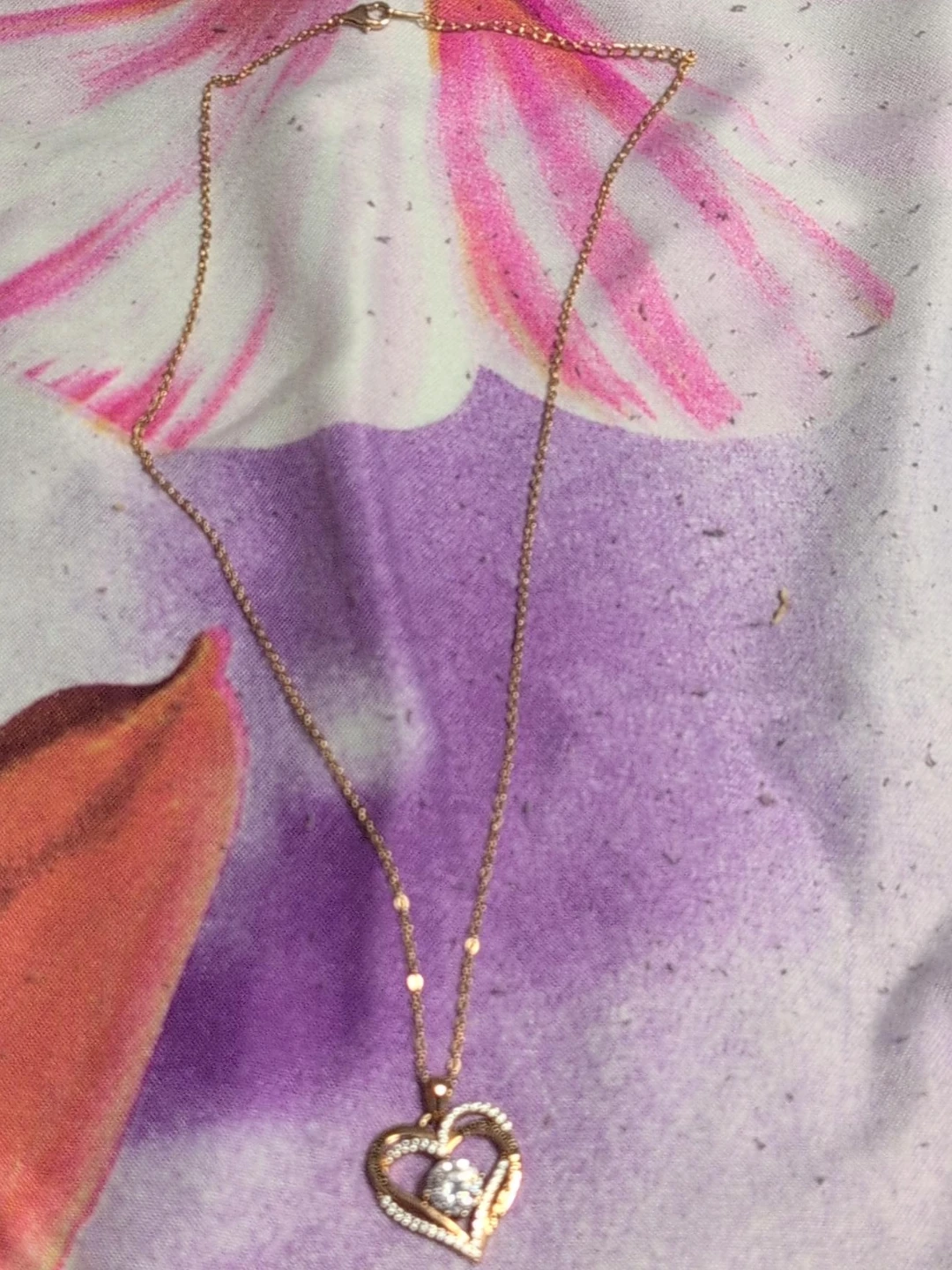 Heart Pendant Necklace with Stones