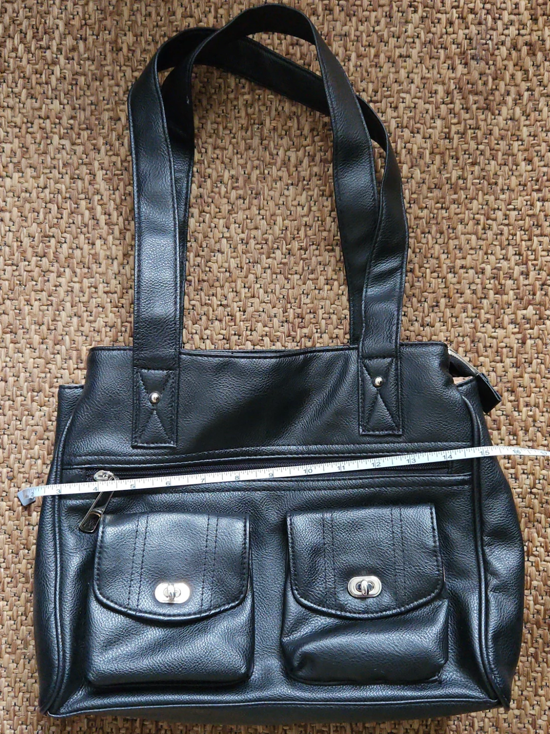 Black Faux Leather Shoulder Bag