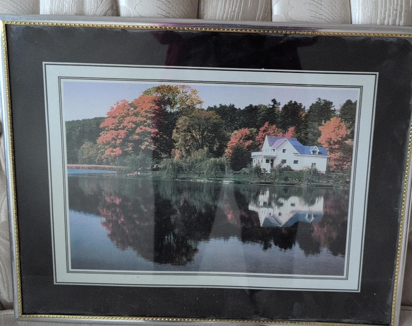 Framed Landscape Art Print - House by Lake