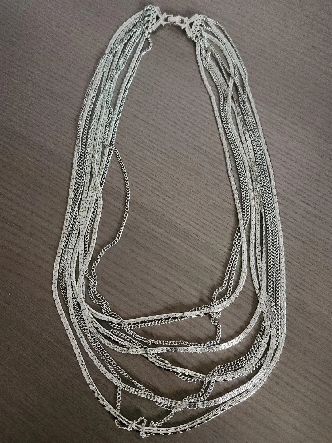 Multi-strand silver-tone necklace