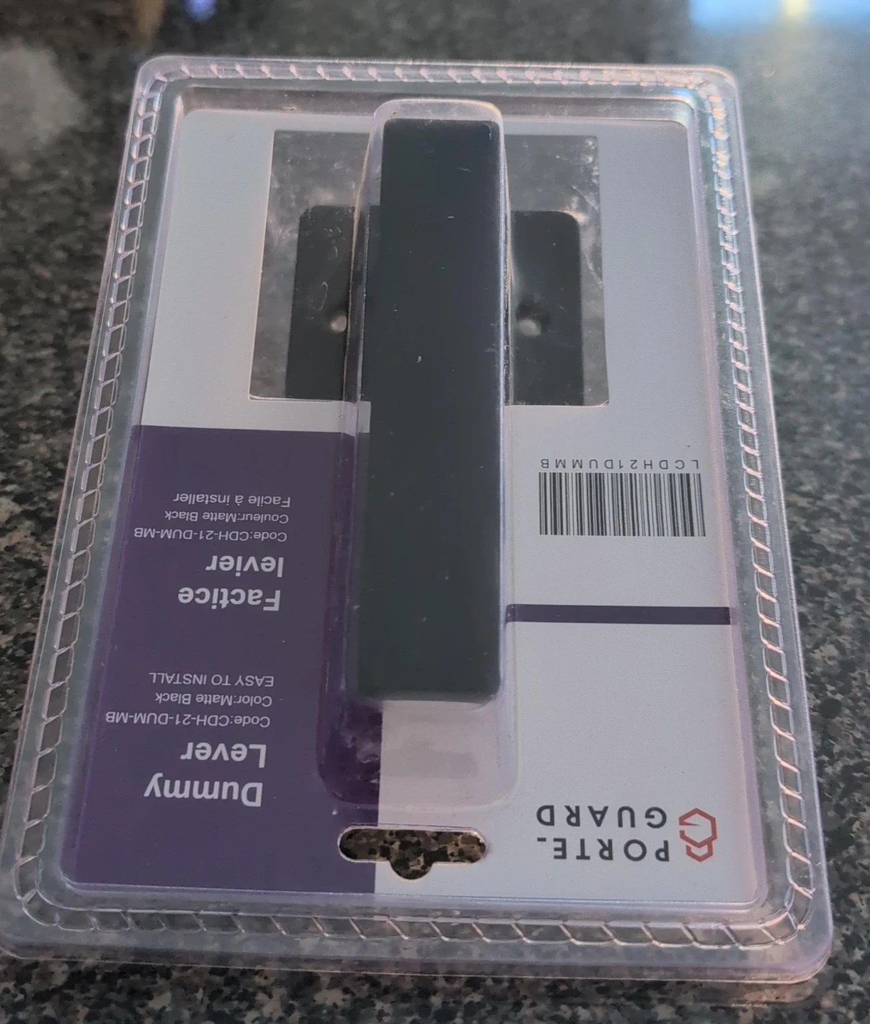 Porte Guard Dummy Lever Matte Black