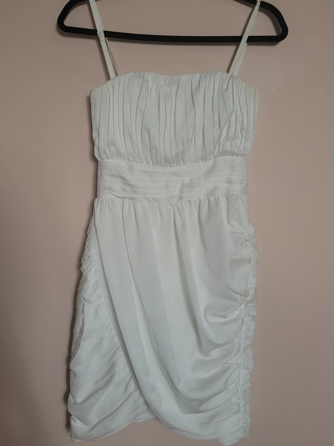 H&M White Ruched Strapless Dress
