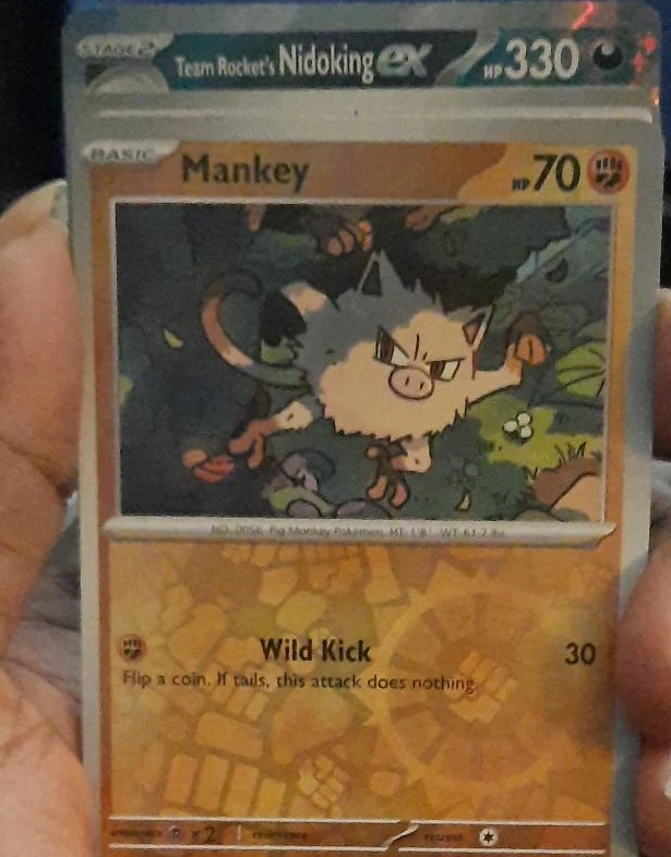 Pokemon Team Rocket's Nidoking ex Mankey Card