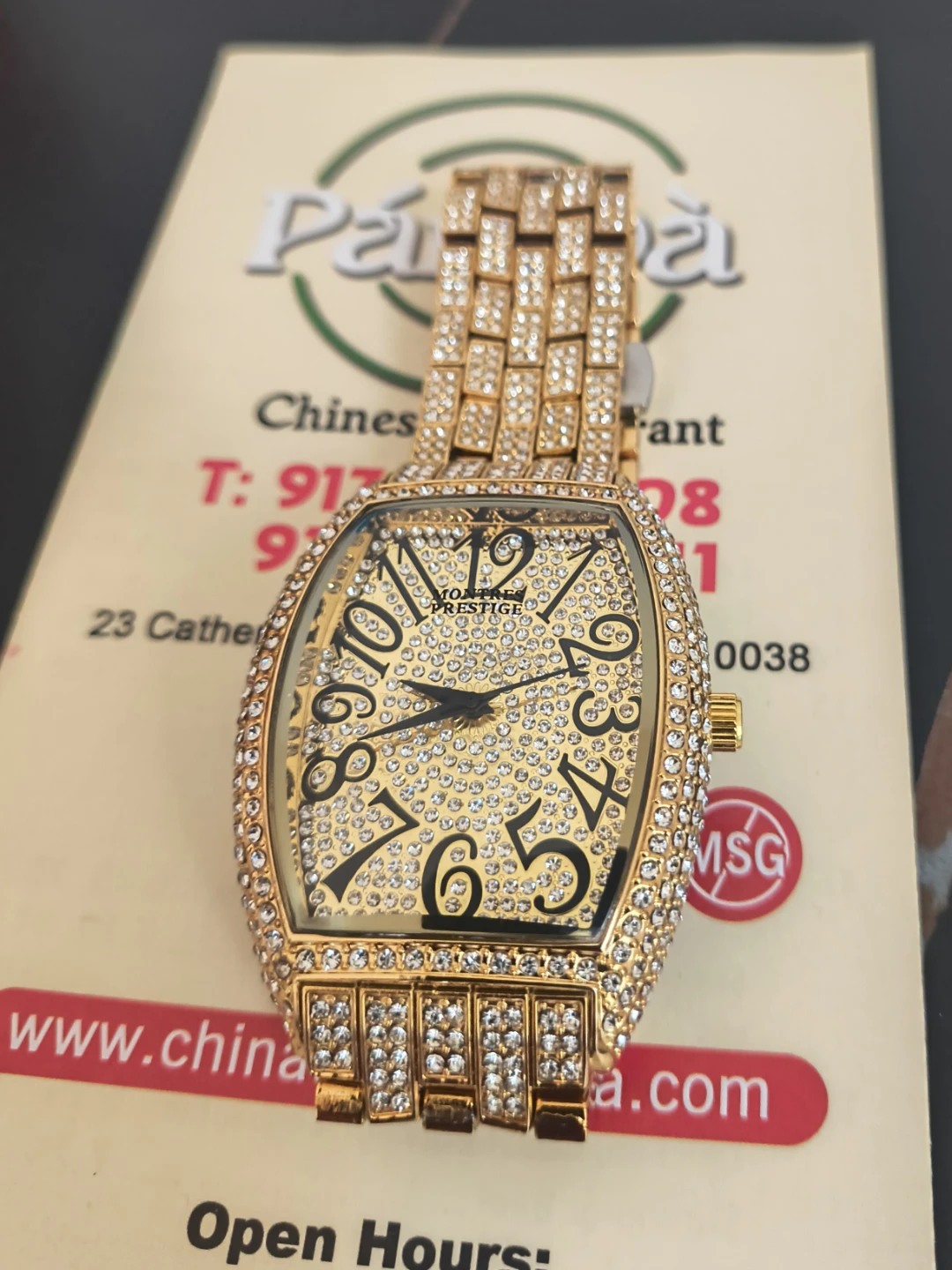 Montres Prestige Gold Tone Crystal Watch