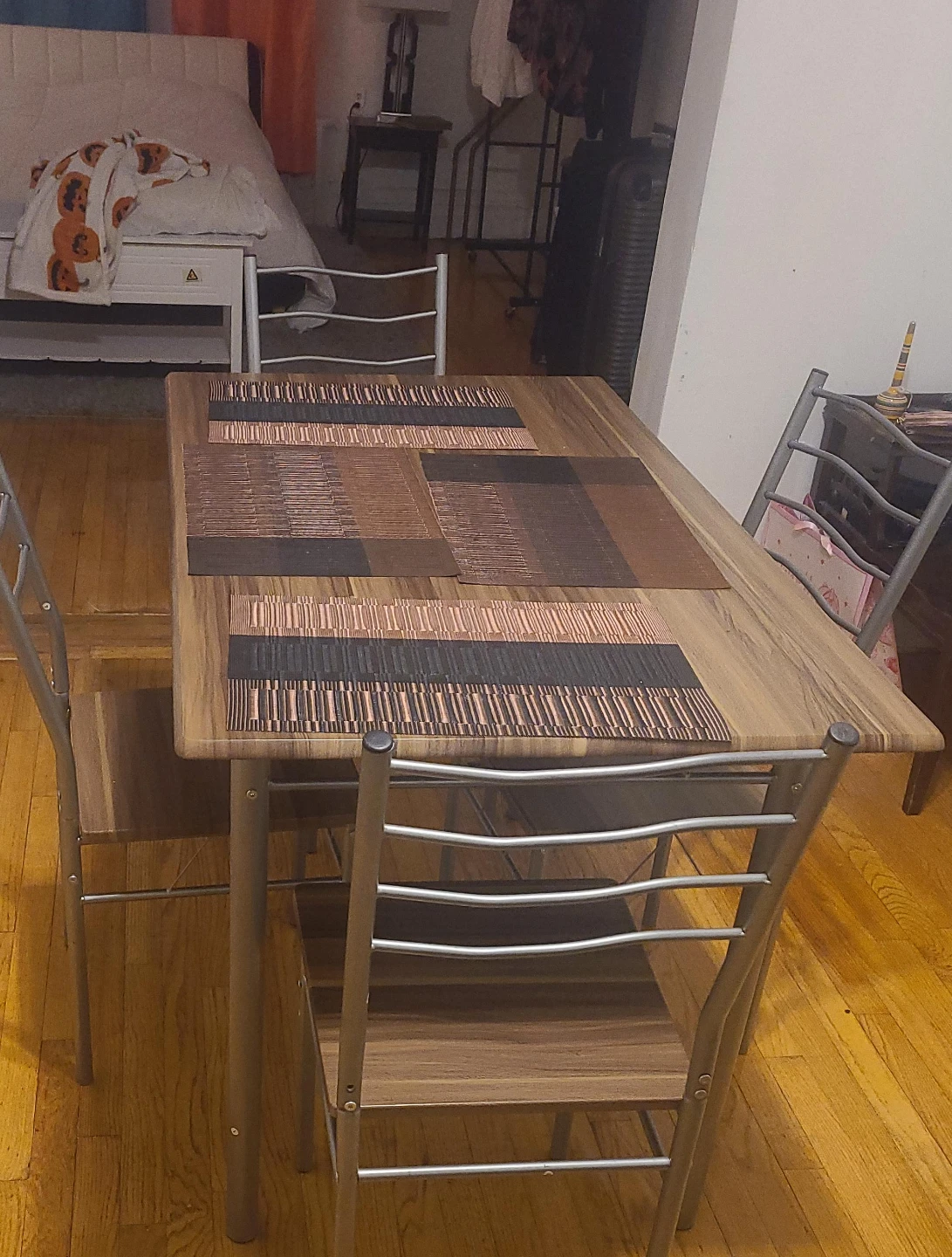 Wood Dining Table with 4 Chairs