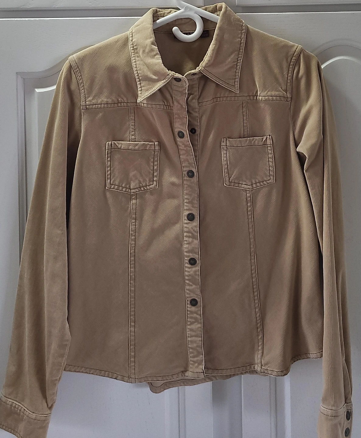 Tan Corduroy Button-Up Shirt