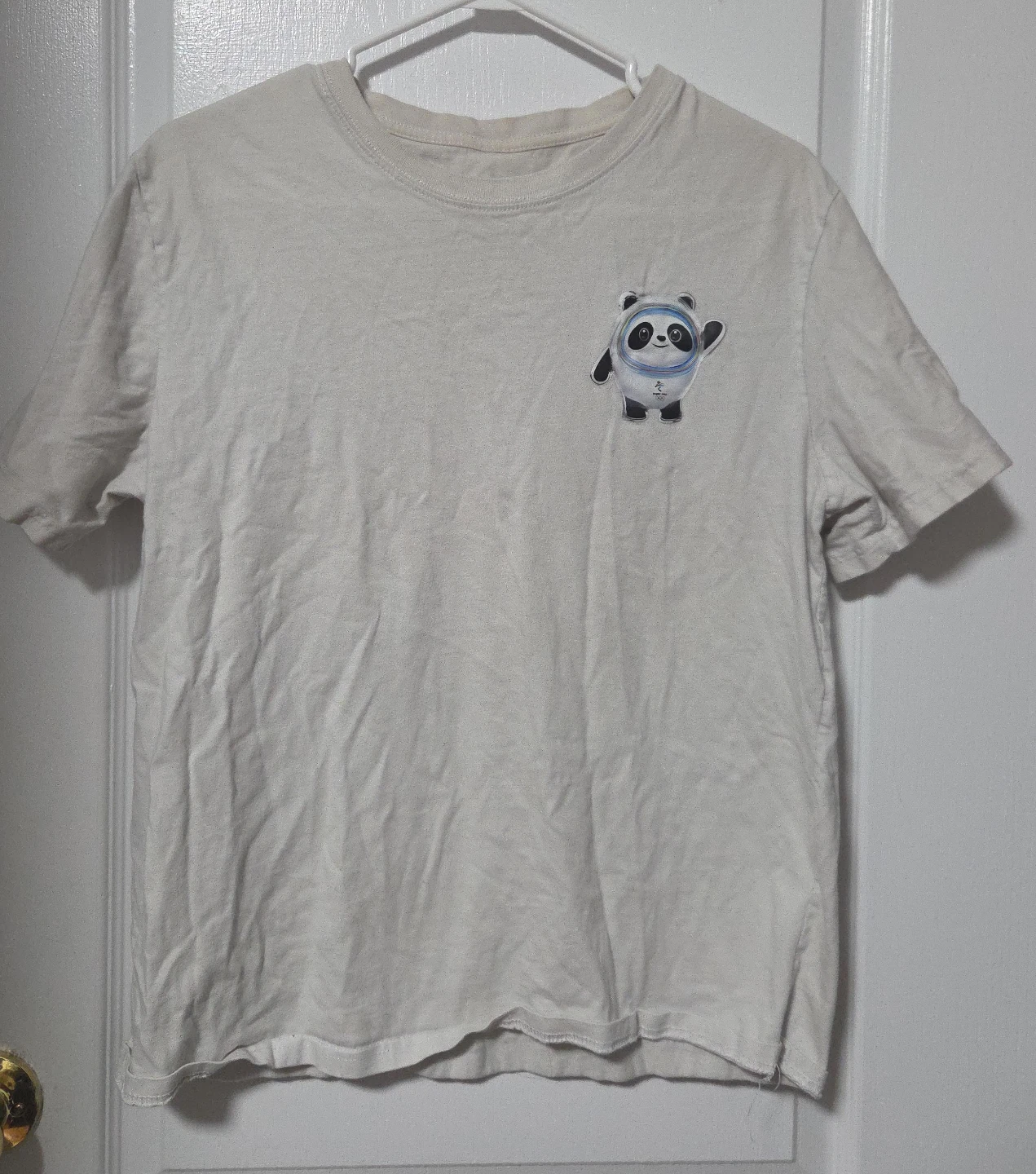 White T-Shirt with Bing Dwen Dwen Graphic