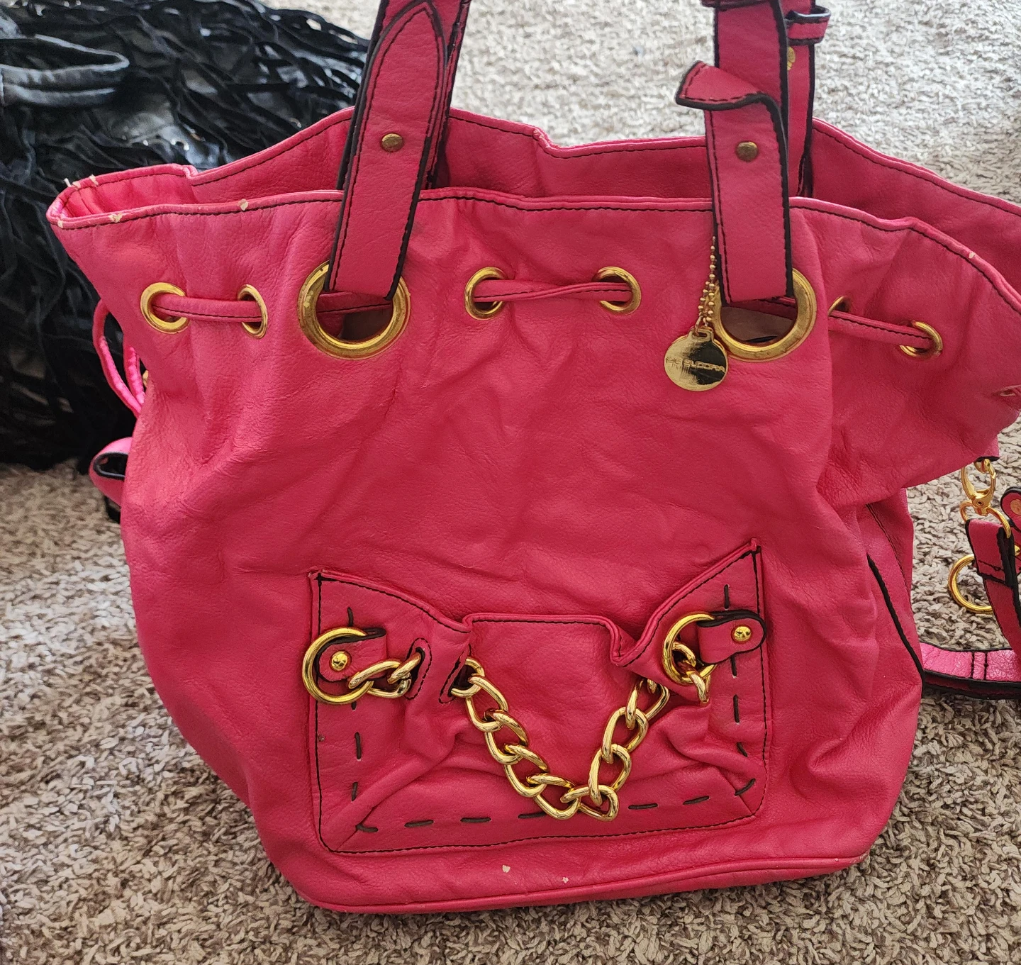 Big Buddha Pink Leather Tote Bag