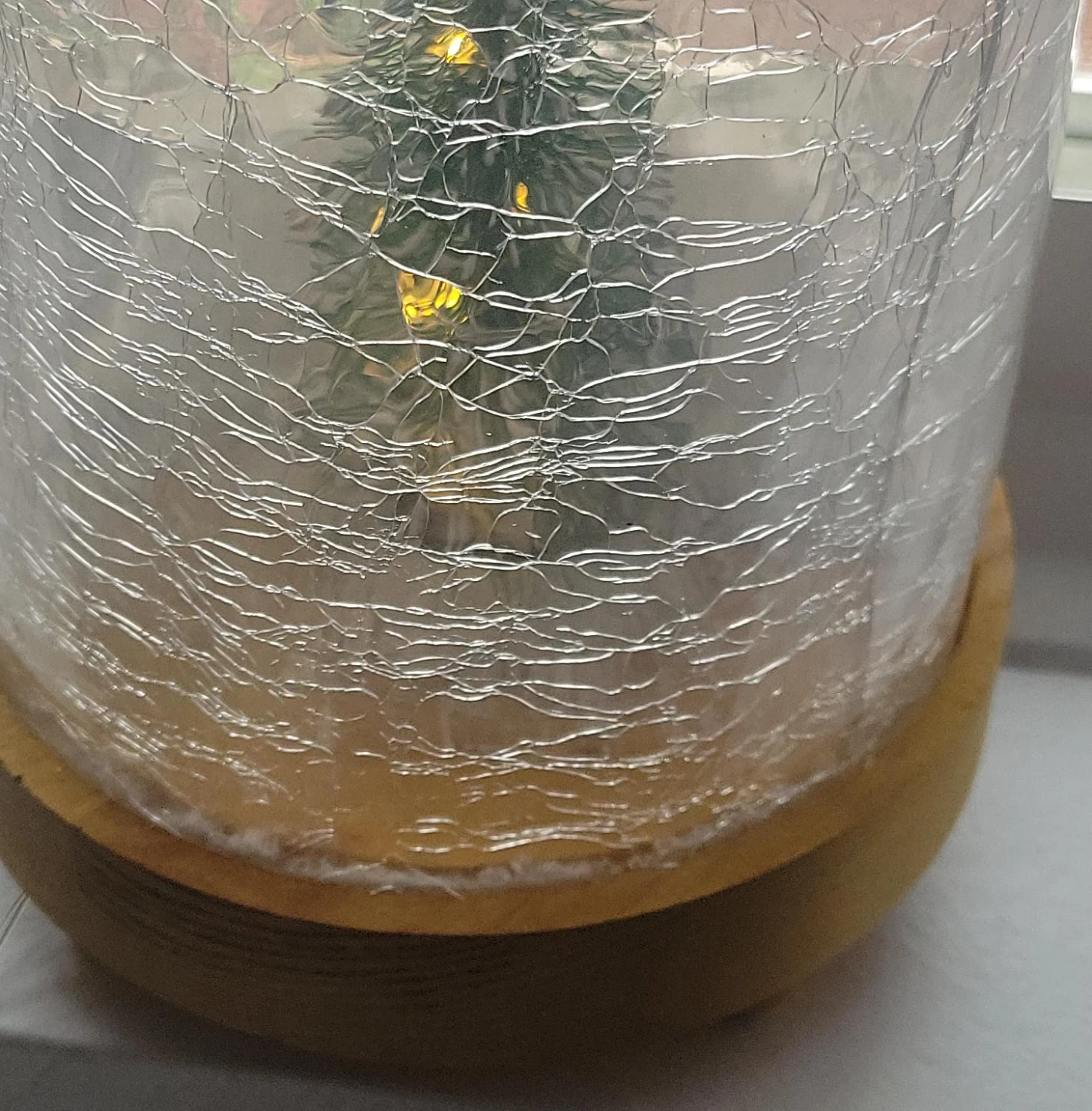 Decorative Crackle Glass Dome with Mini Tree and Lights