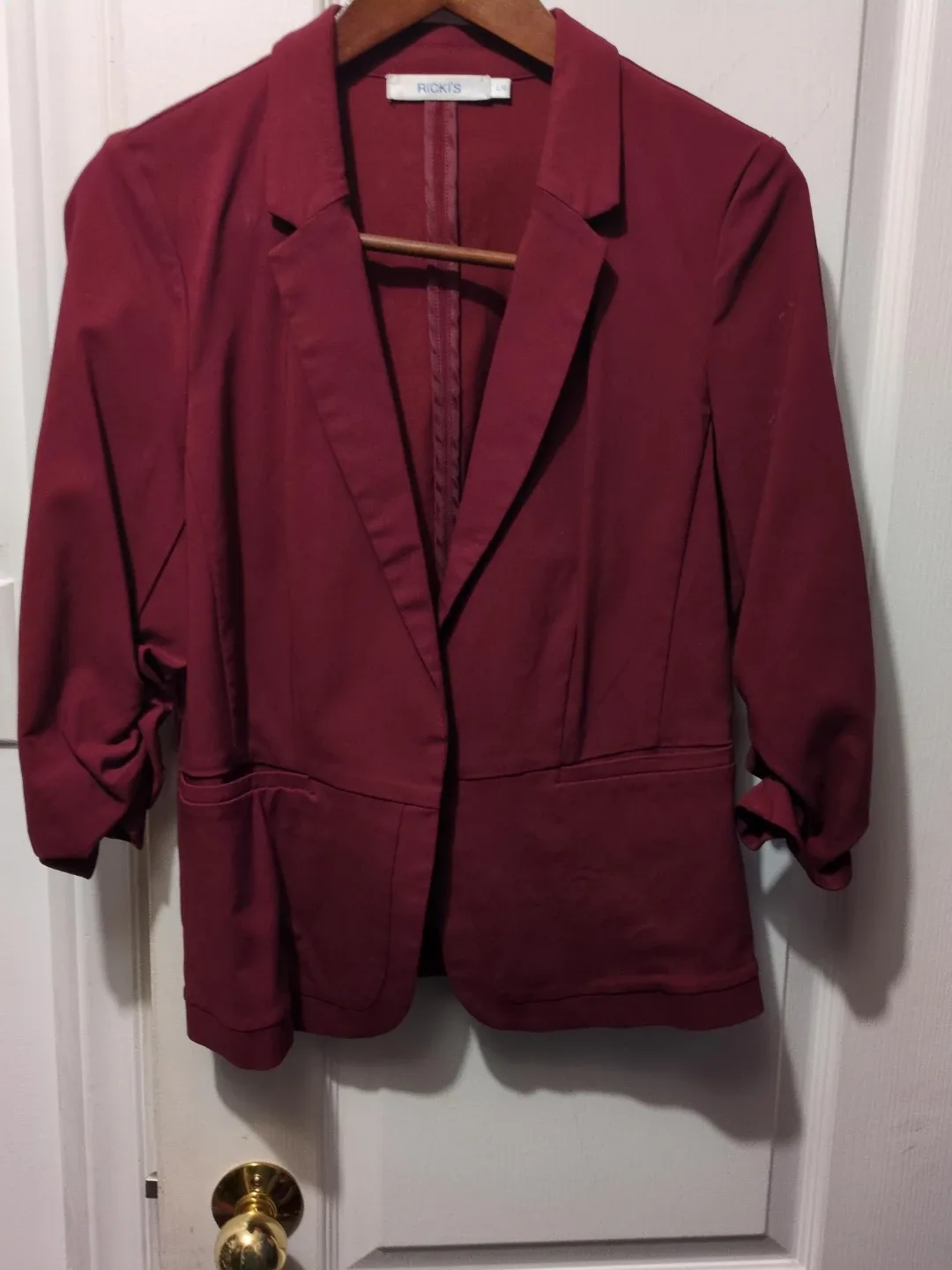 RICKI'S Burgundy Ruched Sleeve Blazer