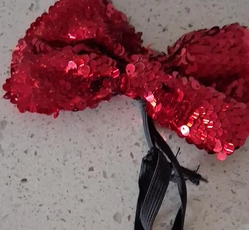 Red Sequin Bow Hair Clip