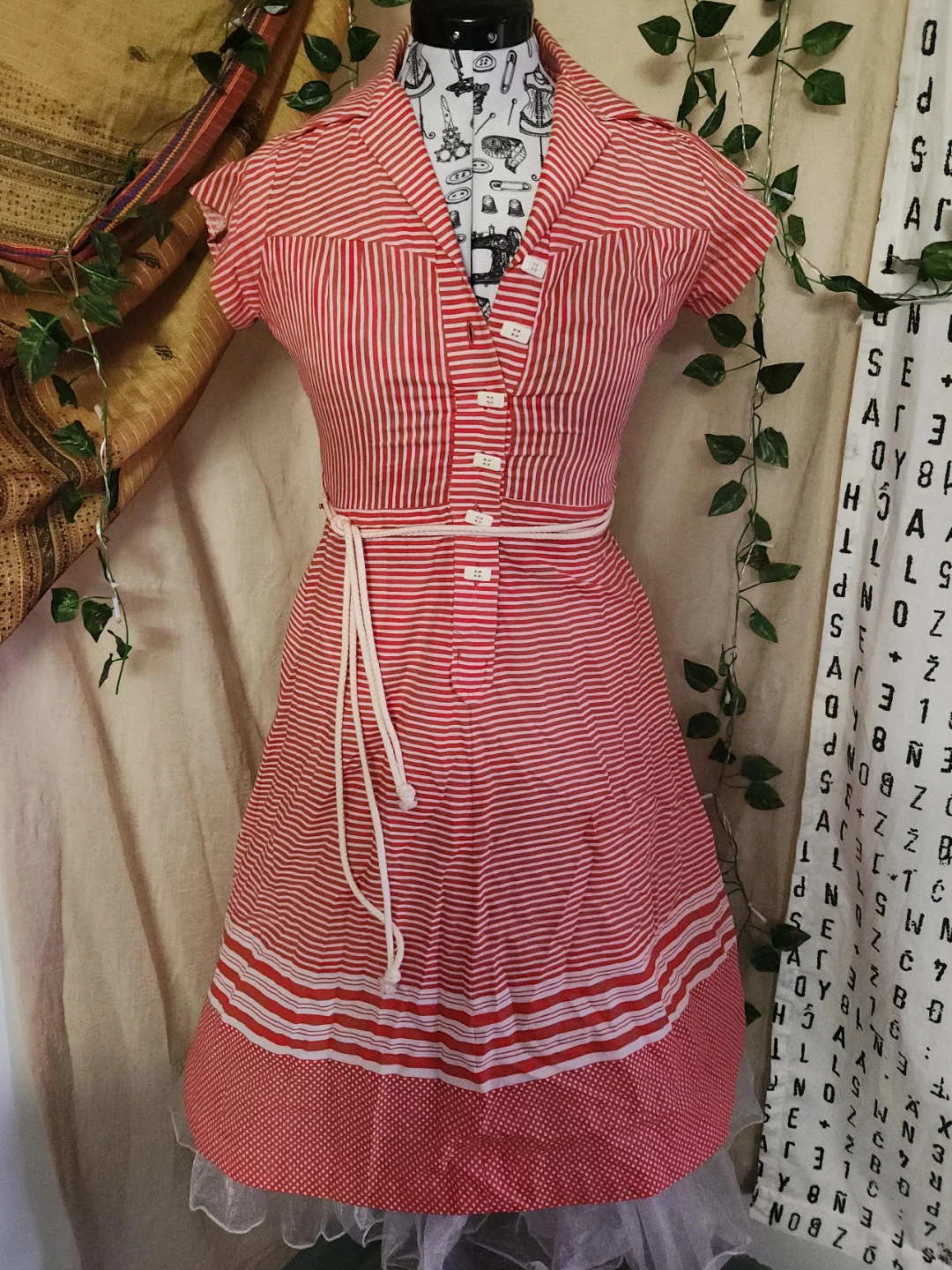 California Holiday Red and White Striped Dress