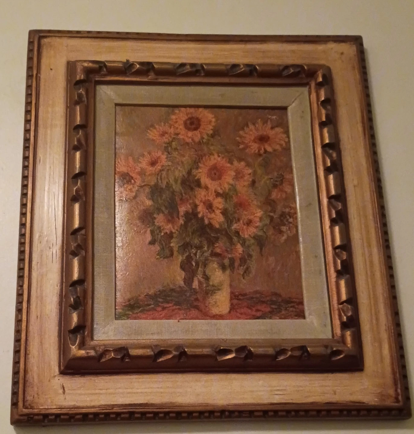 Framed Sunflower Oil Painting