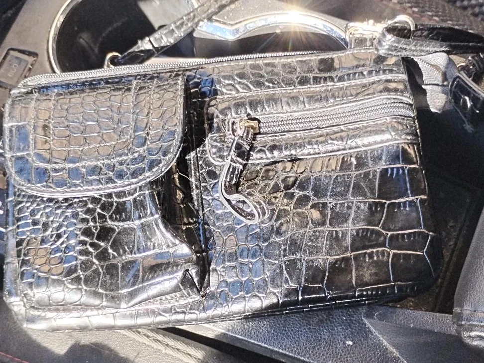 Black Croc-Embossed Wallet/Clutch