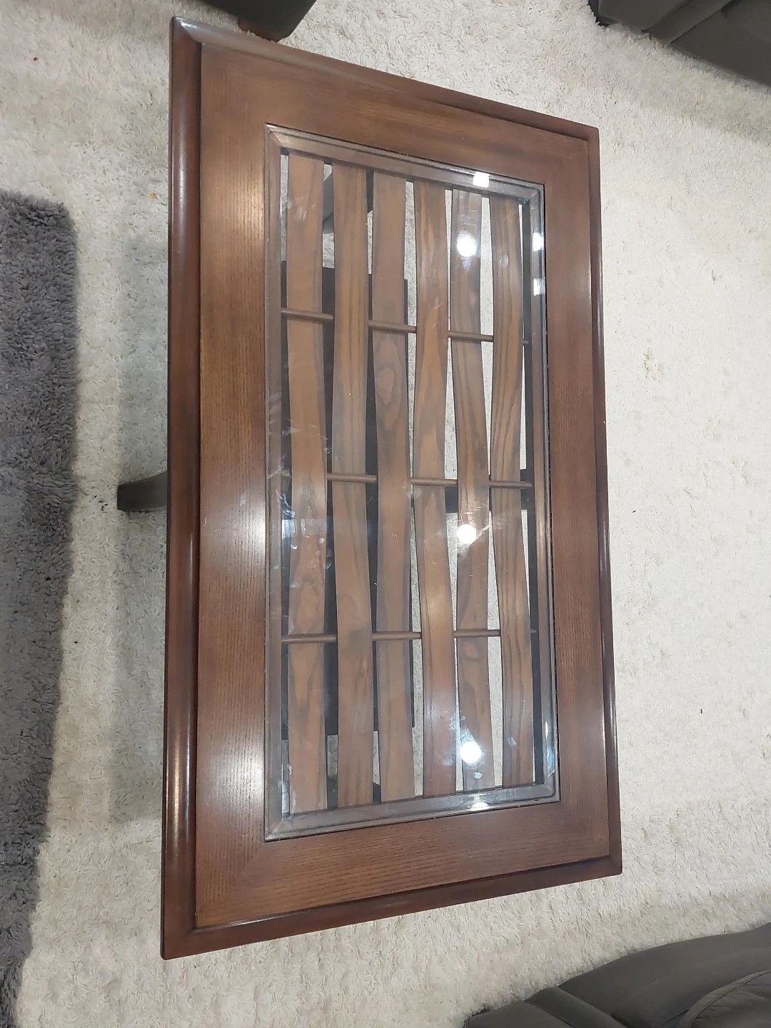 Wooden Coffee Table with Glass Top