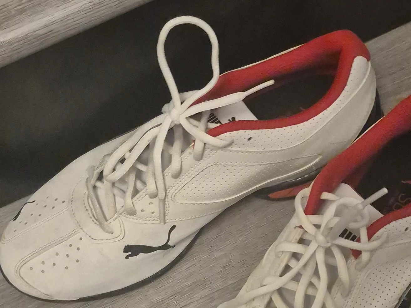 Puma White and Red Athletic Shoes