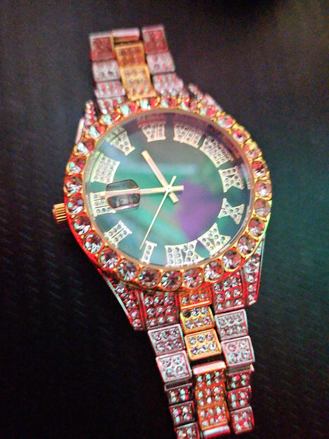Gold-tone Watch with Rhinestones
