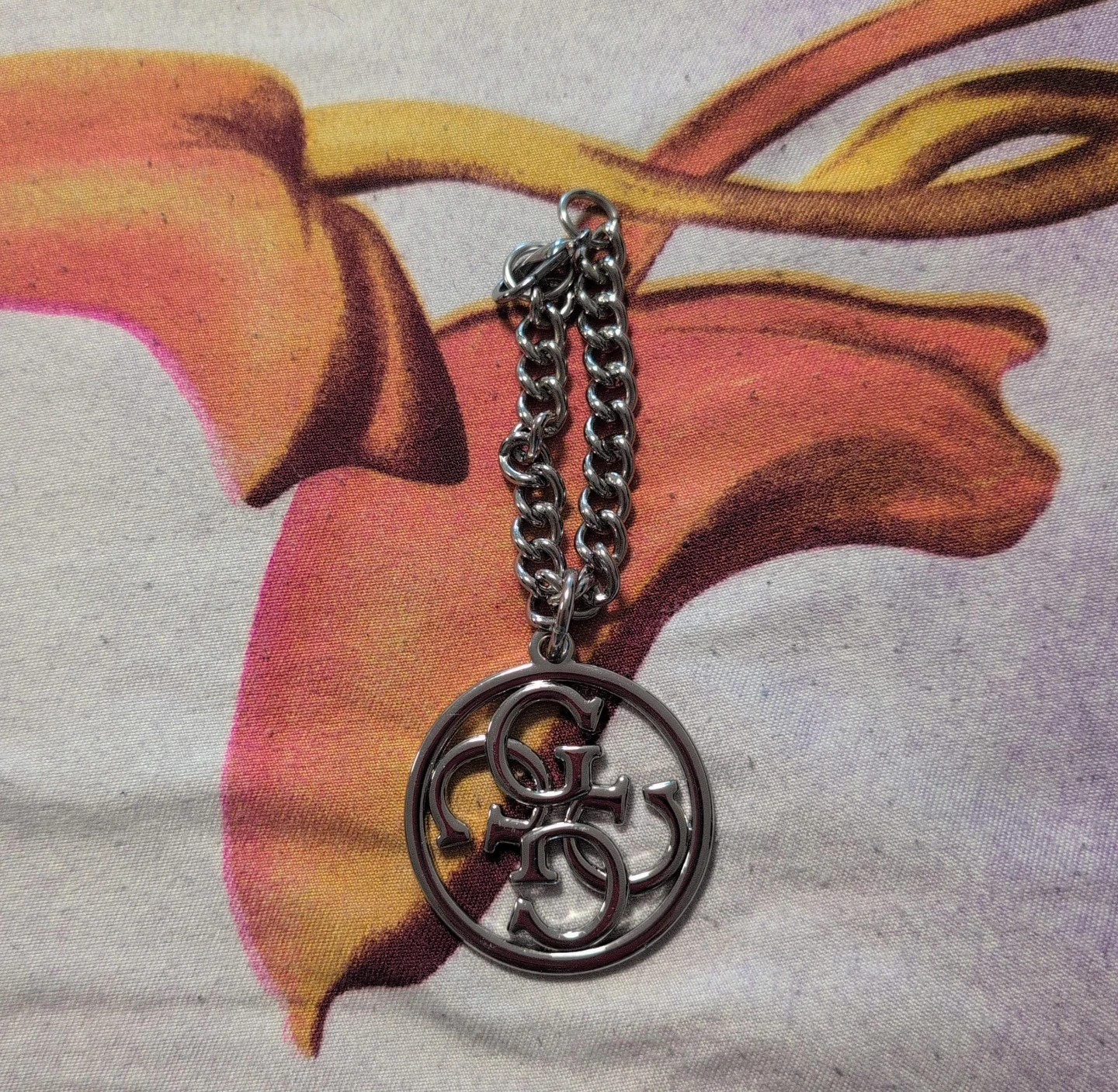 Guess Logo Charm Keychain
