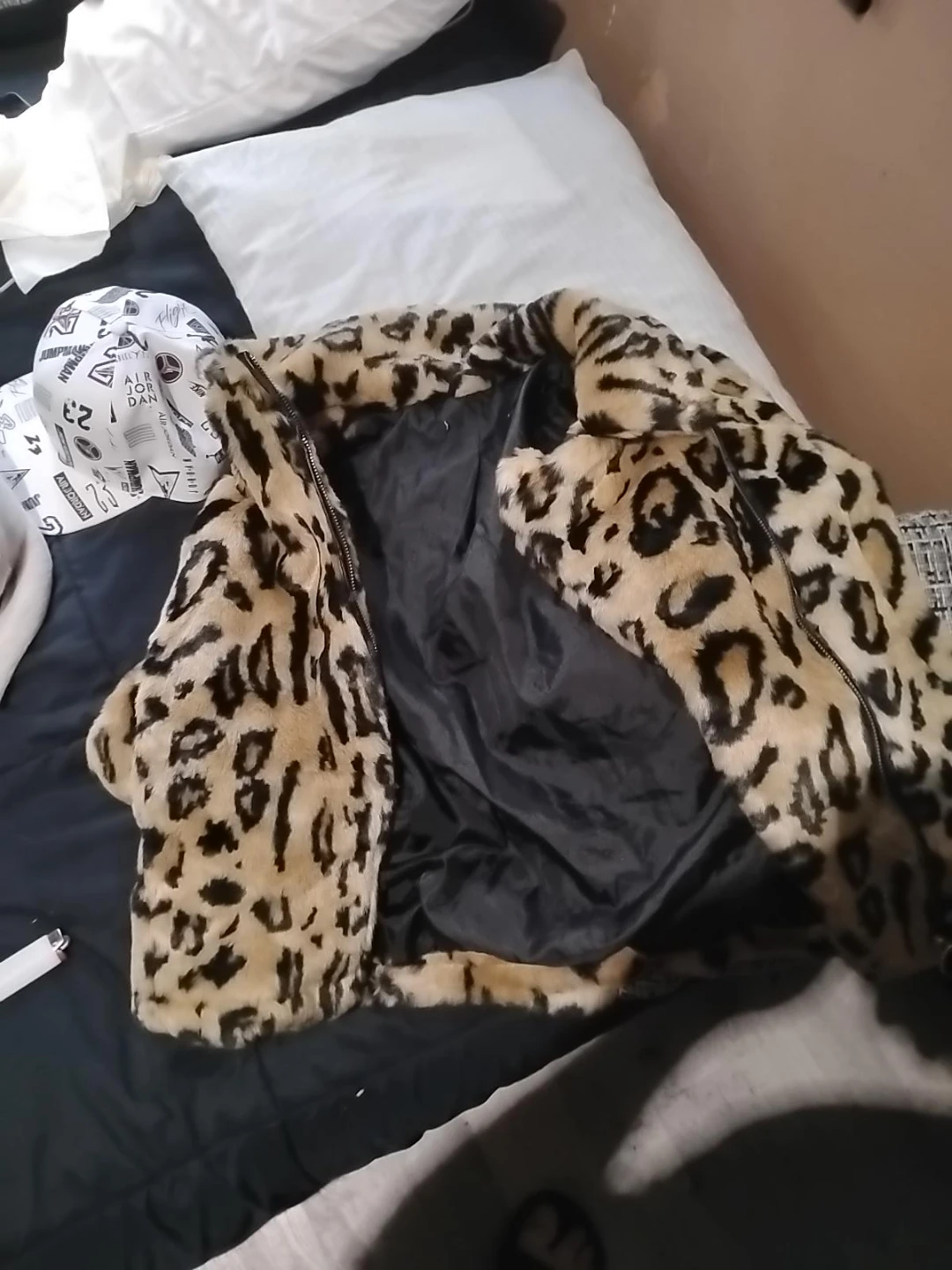 Leopard Print Faux Fur Jacket