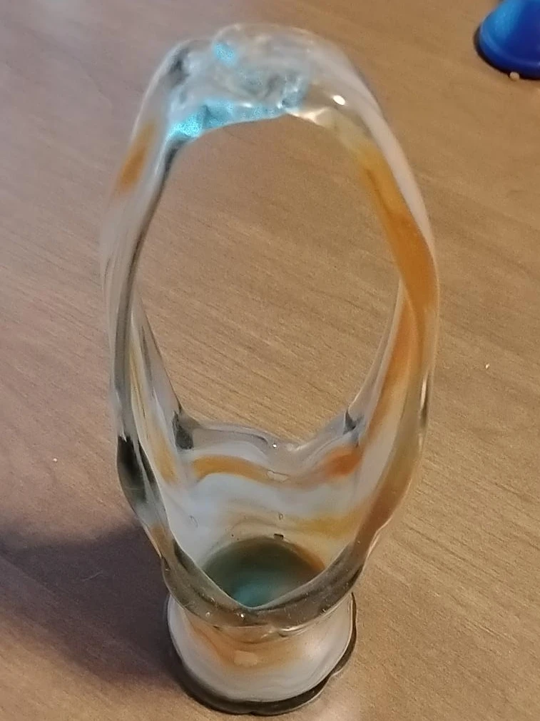 Glass Vase with Orange and Blue Swirls